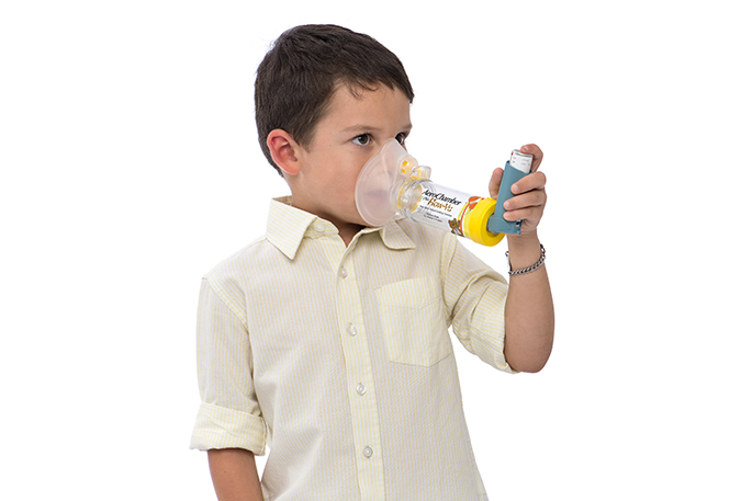 Children using an AeroChamber Medium Mask Inhaler